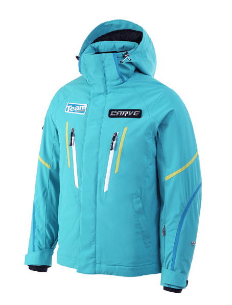 温州湖蓝色分体滑雪服订做,绍兴女式时尚滑雪定制厂家